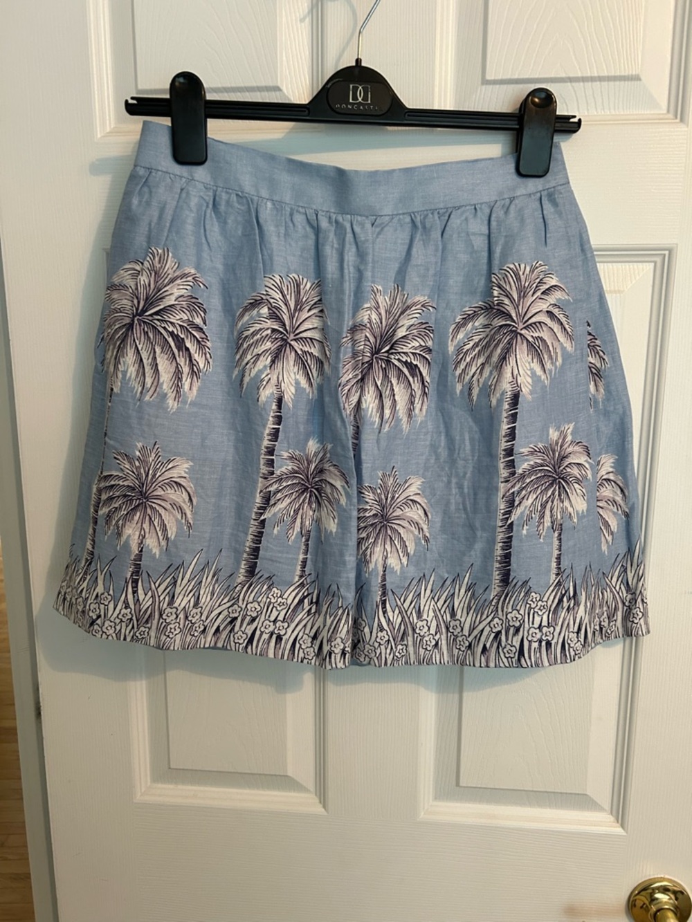 J. Crew Light Blue Linen Tropical Print Skirt - Picture 2 of 9